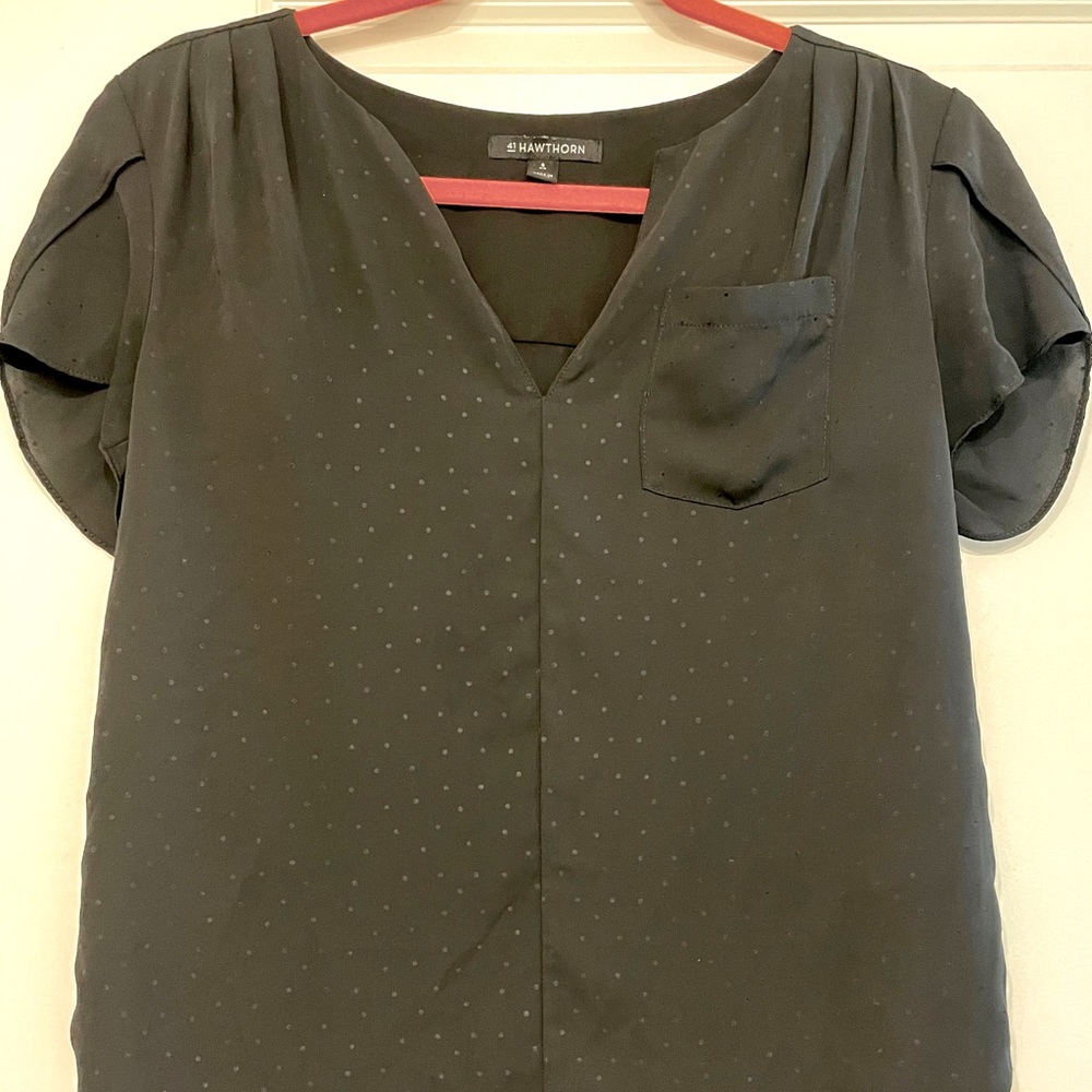 Black Blouse with Flutter Sleeves